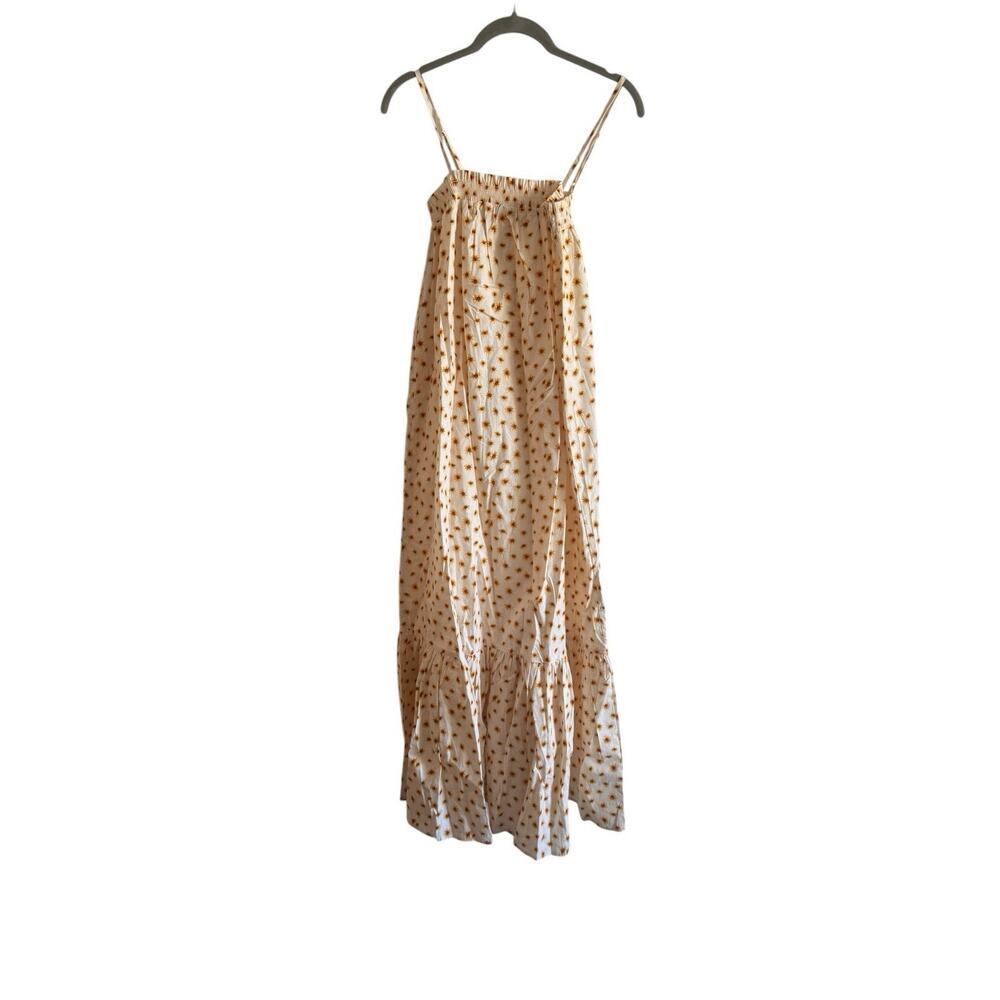 WeWoreWhat Women's Size XS Ditzy Daisy Sunflower Smocked Midi Strappy Dress NWT